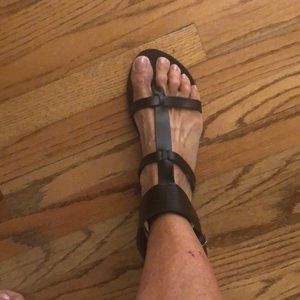 Black leather sandals- never worn.size 8.5.